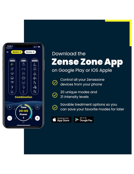 Masajeador TENS y EMS Z-PRO Inalámbrico Bluetooth 27.5x14cm