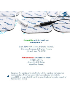 16 Almohadillas Electrodos TENS Axion - 8 Cuadradas 5x5cm y 8 Rectangulares 10x5cm 2