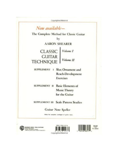 Scale Pattern Studies For Guitar, Supplement 3: Classic Guitar Technique