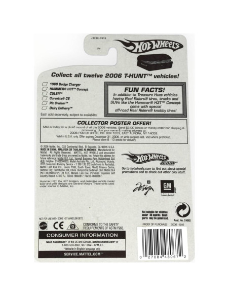 Coche Coleccionable Hot Wheels Hummer H3T 2006 Caza del Tesoro
