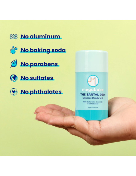 Desodorante Natural Megababe Santal 73.9 g - 72 Horas Sin Aluminio