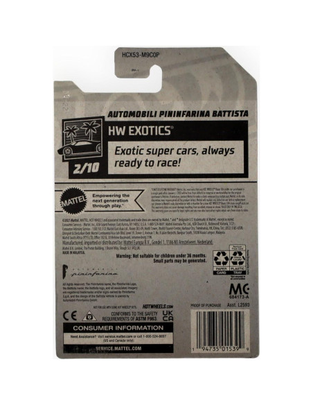 Hot Wheels 2022 Automóvil Pininfarina Battista Azul 1:64