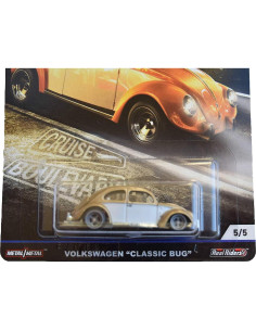 Hot Wheels Volkswagen Clásico Bicho 1:64 Metal Dorado/Blanco 2