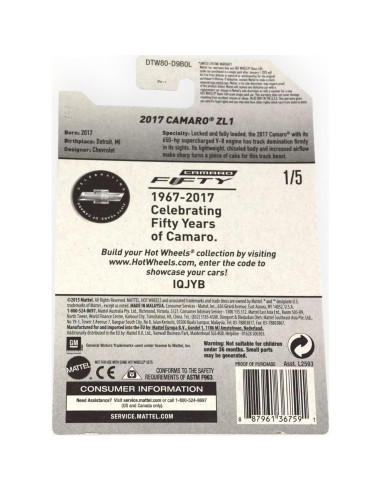 Hot Wheels Camaro ZL1 2017 1:64 Rojo Metalizado