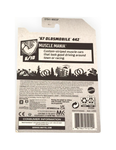 Hot Wheels Oldsmobile 442 1967 Azul 1:64 Metal Fundido Hot Wheels Oldsmobile 442 1967 Azul 1:64 Metal Fundido