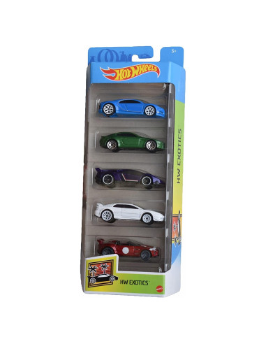 Hot Wheels Paquete de 5 Autos Exóticos 1:64 Mattel