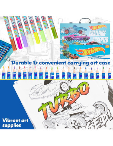 Set de Arte Hot Wheels 130 Piezas para Niños 4-12 Años