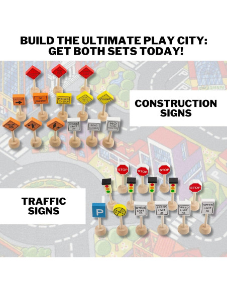 Juego de Señales de Tráfico de Madera Attatoy - 14 Piezas