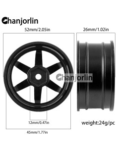 Ruedas de Drift 1/10 Chanjorlin Aluminio 52mm 4PCS Neumáticos 2