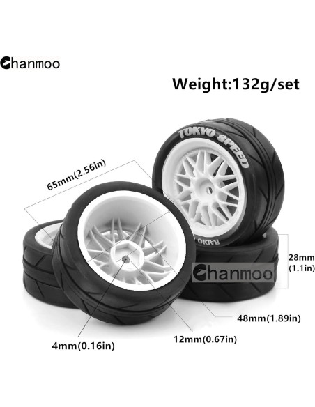 Neumáticos RC On Road 1:10 Chanmoo 65mm 4 Piezas Drift