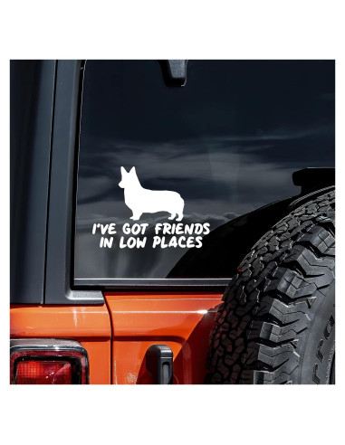 Calcomanía de Corgi Vool para Auto y Laptop - Vinilo Blanco 14x8 cm