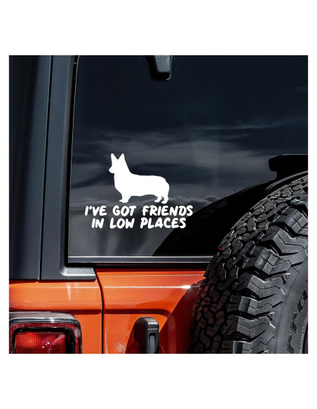 Calcomanía de Corgi Vool para Auto y Laptop - Vinilo Blanco 14x8 cm