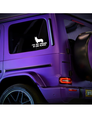 Calcomanía de Corgi Vool para Auto y Laptop - Vinilo Blanco 14x8 cm