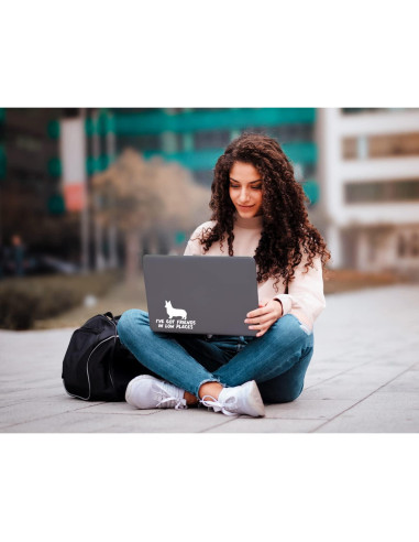 Calcomanía de Corgi Vool para Auto y Laptop - Vinilo Blanco 14x8 cm