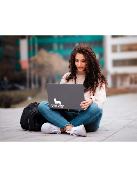 Calcomanía de Corgi Vool para Auto y Laptop - Vinilo Blanco 14x8 cm