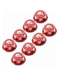 8 Tuercas de Rueda Hexagonales 17mm Aluminio RC Rojo