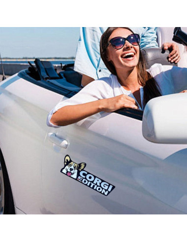 Insignia de Coche 3D Lusebiy Corgi Corte Láser Decorativa