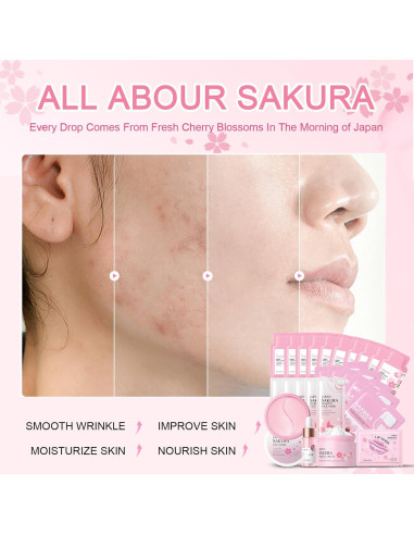Set de Cuidado Facial ISHERBIN Sakura 24PCS para Adolescentes