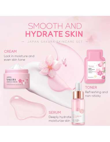 Set de Cuidado Facial ISHERBIN Sakura 24PCS para Adolescentes