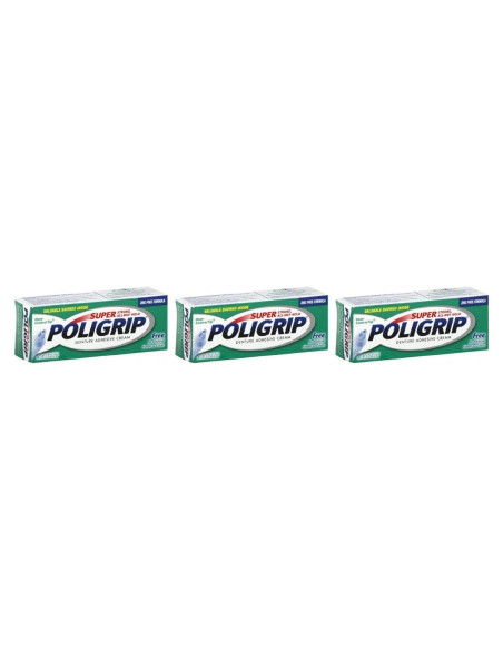 Crema Adhesiva para Dentaduras Poligrip 21.26 g - Paquete de 3