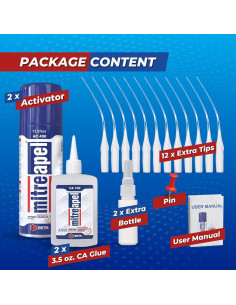 Pegamento CA Mitreapel 2 x 103.5 g + Spray Activador 2 x 400 ml 2