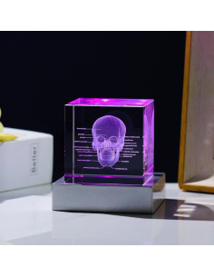 Lámpara Decorativa Calavera 3D Cristal K9 Movdyka LED 2