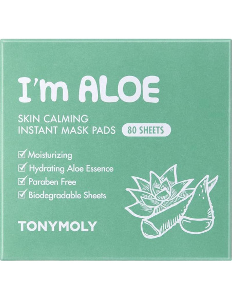 Almohadillas de Máscara Calmante TONYMOLY Estoy Aloe 80 hojas