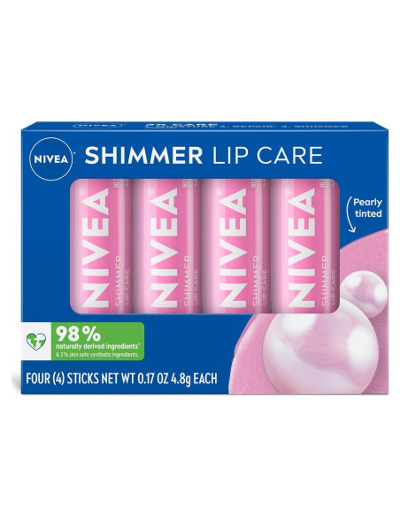Bálsamo Labial Brillante NIVEA 4x4.8g - Hidratación y Brillo