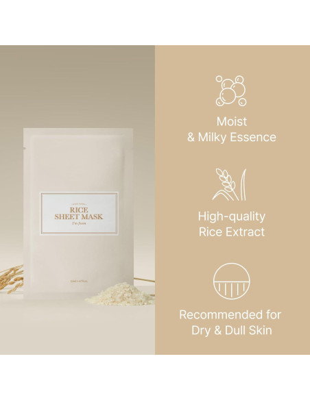 Mascarilla Facial de Tela de Arroz Imine - Hidratación Vegana 5 Unidades Mascarilla Facial de Tela de Arroz Imine - Hidratación Vegana 5 Unidades