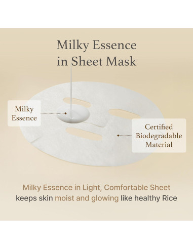 Mascarilla Facial de Tela de Arroz Imine - Hidratación Vegana 5 Unidades