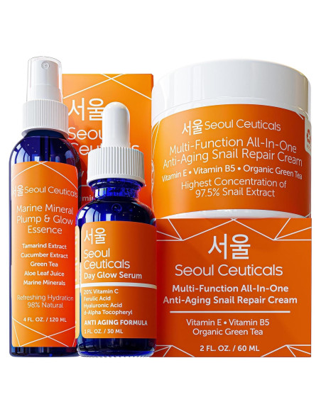 Kit de Cuidado de Piel Coreano SeoulCeuticals - Tónico, Suero y Hidratante
