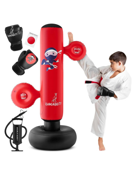 Saco de Boxeo Inflable KANGABILITY 1.60 m con Guantes y Bomba
