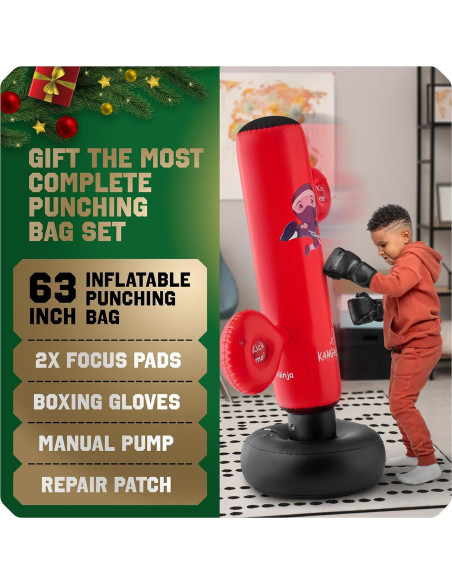 Saco de Boxeo Inflable KANGABILITY 1.60 m con Guantes y Bomba