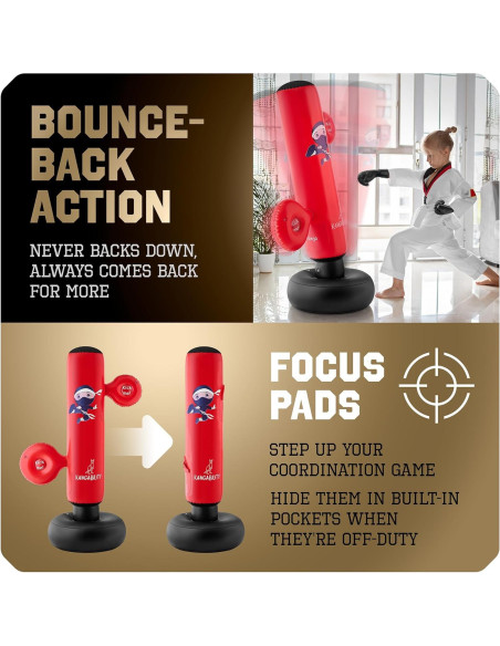 Saco de Boxeo Inflable KANGABILITY 1.60 m con Guantes y Bomba