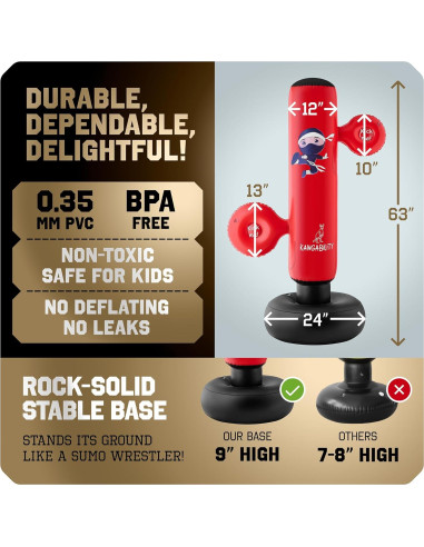 Saco de Boxeo Inflable KANGABILITY 1.60 m con Guantes y Bomba