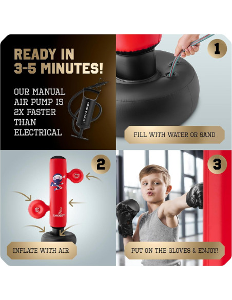 Saco de Boxeo Inflable KANGABILITY 1.60 m con Guantes y Bomba