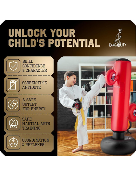 Saco de Boxeo Inflable KANGABILITY 1.60 m con Guantes y Bomba