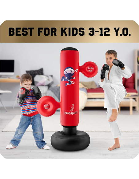 Saco de Boxeo Inflable KANGABILITY 1.60 m con Guantes y Bomba