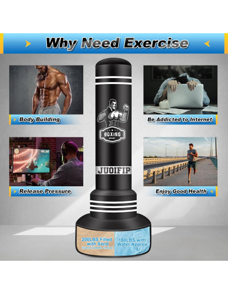 Saco de Boxeo Inflable JUOIFIP 70" (177.8 cm) para Adultos Saco de Boxeo Inflable JUOIFIP 70" (177.8 cm) para Adultos