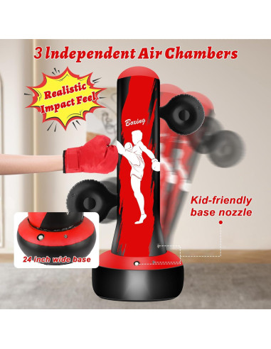 Saco de Boxeo Inflable Vobab 175 cm con Guantes y Almohadillas