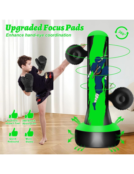 Saco de Boxeo Inflable Vobab 175 cm para Niños y Adolescentes