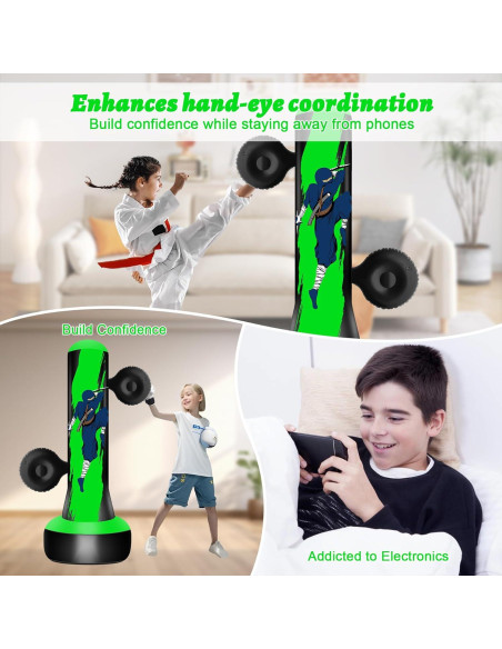 Saco de Boxeo Inflable Vobab 175 cm para Niños y Adolescentes