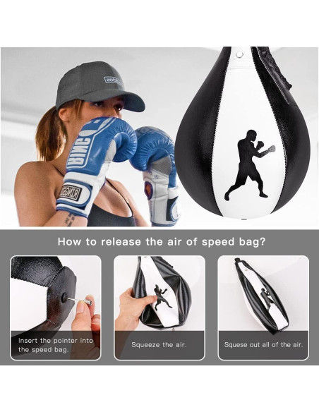 Kit Bolsa de Velocidad Boxeo BeneLabel Cuero Premium 0.76kg