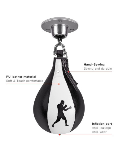 Kit Bolsa de Velocidad Boxeo BeneLabel Cuero Premium 0.76kg