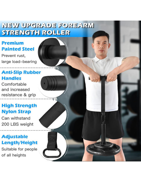 Rodillo de Muñeca para Antebrazo XonyiCos - Entrenador Fitness