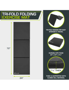 Mat de Ejercicio Plegable ProsourceFit 1.83m x 0.61m Negro 2