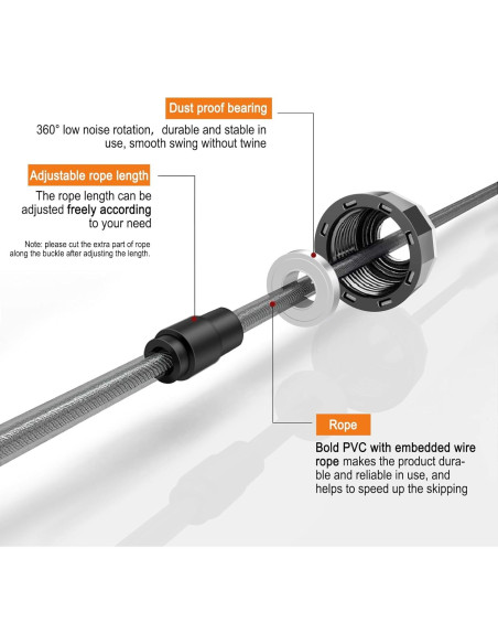 Cuerda para Saltar DEGOL Ajustable 2.74m con Mangos de Espuma