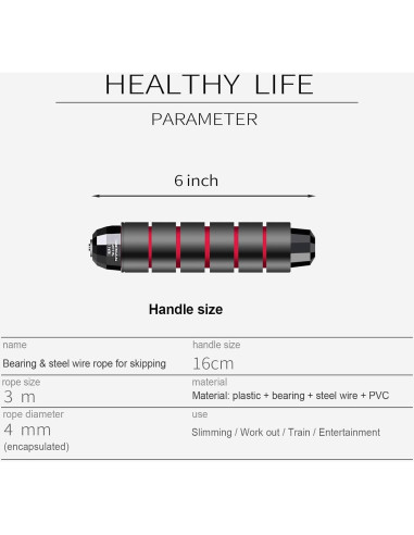 Cuerda para Saltar DEGOL Ajustable 2.74m con Mangos de Espuma