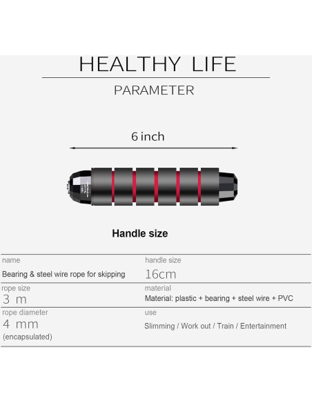 Cuerda para Saltar DEGOL Ajustable 2.74m con Mangos de Espuma