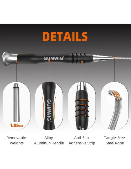 Cuerda de Salto Rápida GUMWIG con Peso Ajustable y Longitud Regulable